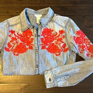 Beautiful embroidered chambray shirt